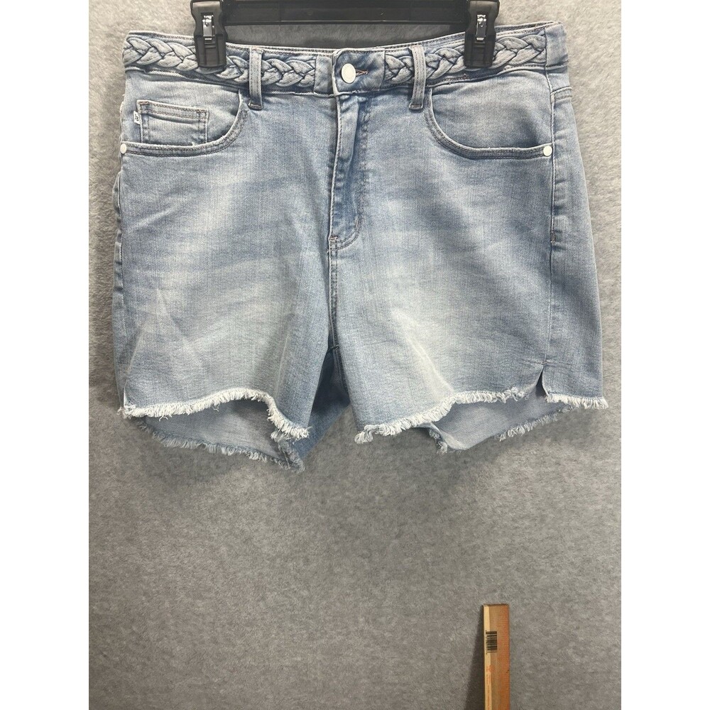 WOMENS JUDY BLUE BRAIDED WAISTBAND DENIM SHORTS SZ 1XL